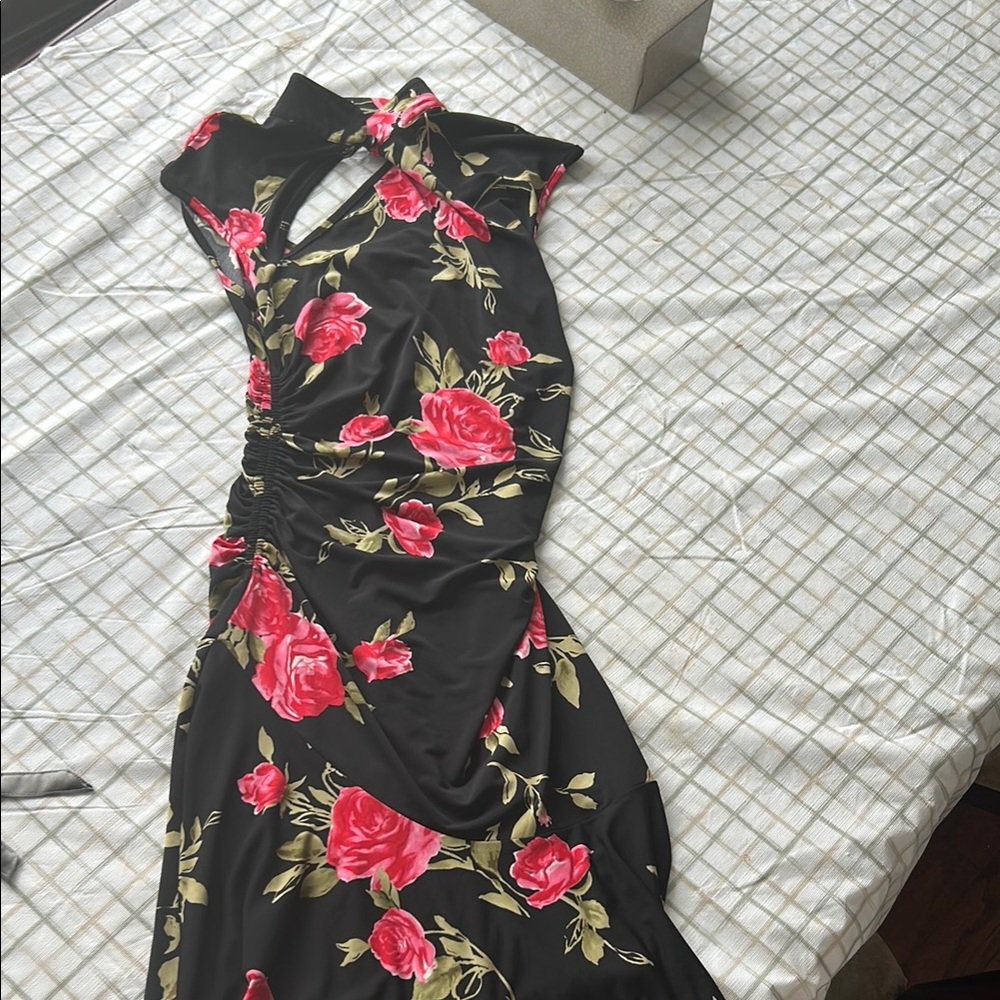 Floral Black and Pink Women's Dress